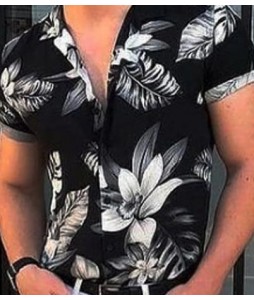 Casual mens Hawaiian print short sleeved shirt