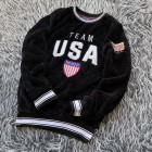 USA Embroidered Arctic Velvet Padded Crew Neck Sweatshirt