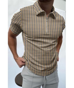 Houndstooth texture polo shirt