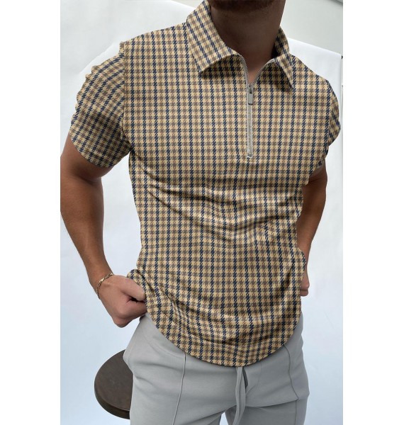 Houndstooth texture polo shirt