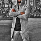 Men's Hooded Turtleneck Cardigan