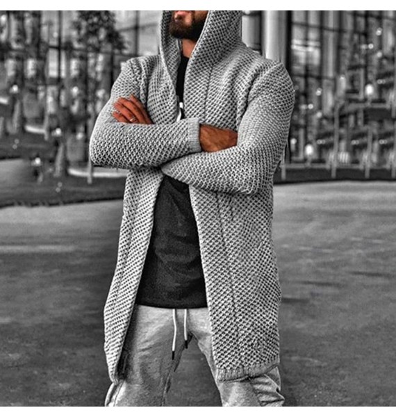 Men's Hooded Turtleneck Cardigan