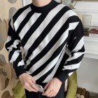 Round Neck Business Casual Long-sleeved Striped Knitted Sweater