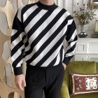 Round Neck Business Casual Long-sleeved Striped Knitted Sweater