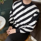 Round Neck Business Casual Long-sleeved Striped Knitted Sweater