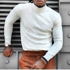 Men's Diamond Jacquard Business Urban Solid Turtleneck Sweater