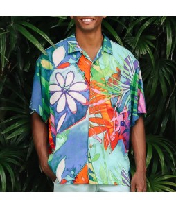 Men's Watercolor Flower Hawaiian Shirt