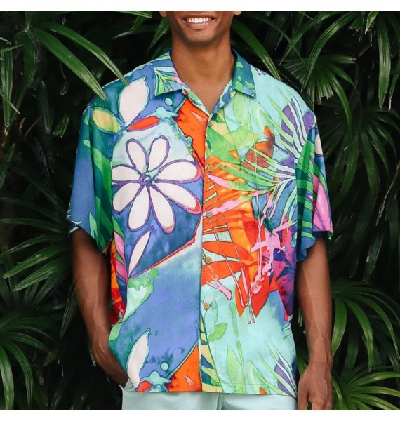 Men's Watercolor Flower Hawaiian Shirt