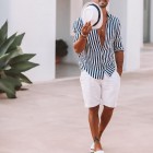 Mens Navy Striped Shirt