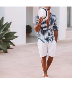 Mens Navy Striped Shirt