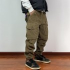 Men Button Casual Loose Pocket Pants