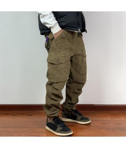 Men Button Casual Loose Pocket Pants