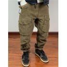 Men Button Casual Loose Pocket Pants