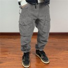 Men Button Casual Loose Pocket Pants