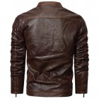 Men's  Distressed Stand Colr Motorcycle Leather Jacket