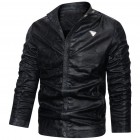 Men's  Distressed Stand Colr Motorcycle Leather Jacket