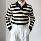 Mens  Stripe Knited Polo Tops