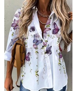 pel Floral Print Long-Sleeved dies Shirt