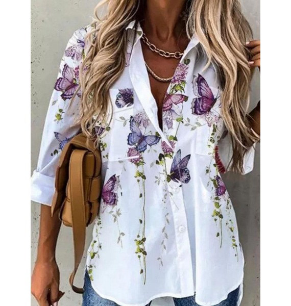 pel Floral Print Long-Sleeved dies Shirt