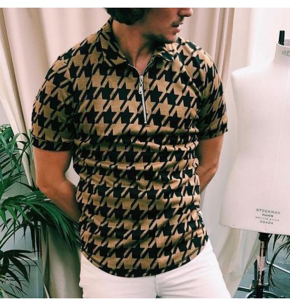 Houndstooth Slim Fit Polo Shirt