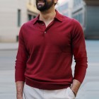 Men's Solid Color pel Polo Neck Sweater