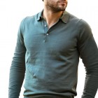 Men's Solid Color pel Polo Neck Sweater