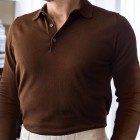 Men's Solid Color pel Polo Neck Sweater