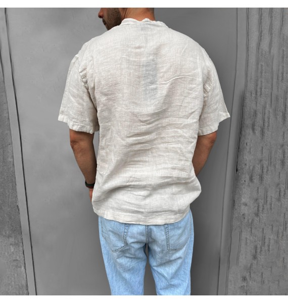 Men's Linen Solid Color Comfortable Casual Shirt Pullover