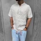 Men's Linen Solid Color Comfortable Casual Shirt Pullover