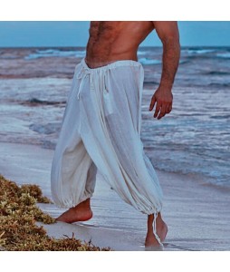 Mens Holiday Linen Pin Harem Pants