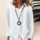 Womens Retro Cotton Linen Loose Button Shirt