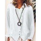 Womens Retro Cotton Linen Loose Button Shirt