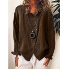 Womens Retro Cotton Linen Loose Button Shirt