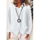 Womens Retro Cotton Linen Loose Button Shirt