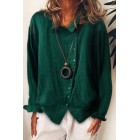 Womens Retro Cotton Linen Loose Button Shirt