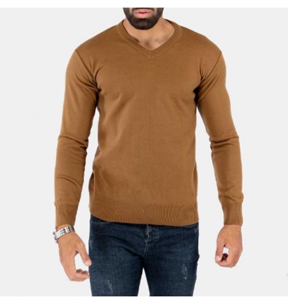 Men's V-Neck Basic Solid Color Sweater Sweater Bottoming Shirt