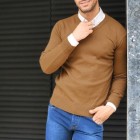 Men's V-Neck Basic Solid Color Sweater Sweater Bottoming Shirt