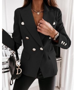 Elegant Long-sleeved Double-breasted Waistline Suit