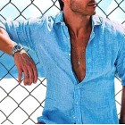 Men's Simple Long Sleeve Beach Linen Shirt