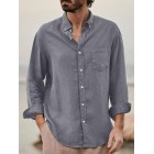 Solid Color Casual pel Cotton Linen Loose Shirt