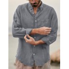 Solid Color Casual pel Cotton Linen Loose Shirt