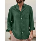 Solid Color Casual pel Cotton Linen Loose Shirt