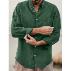 Solid Color Casual pel Cotton Linen Loose Shirt