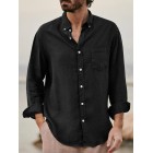 Solid Color Casual pel Cotton Linen Loose Shirt