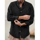 Solid Color Casual pel Cotton Linen Loose Shirt