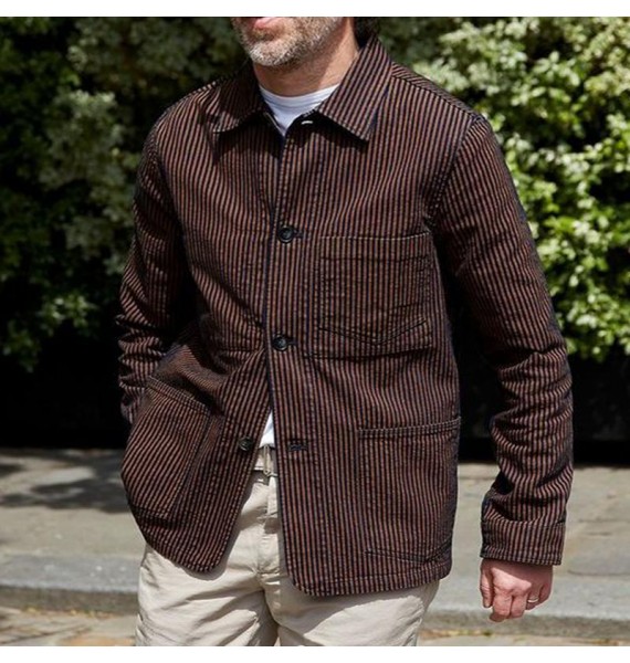 Retro Gentleman's Striped Casual Jacket