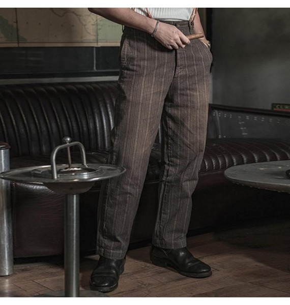 Retro Striped Design Men's Casual Trousers