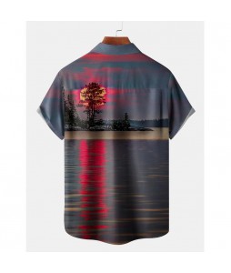 Men's Sunset Beach Short Sleeve Shirt