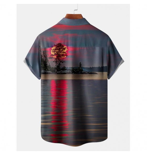 Men's Sunset Beach Short Sleeve Shirt