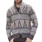 Men's  Jacquard Long Sleeve Knit Sweater Cardigan